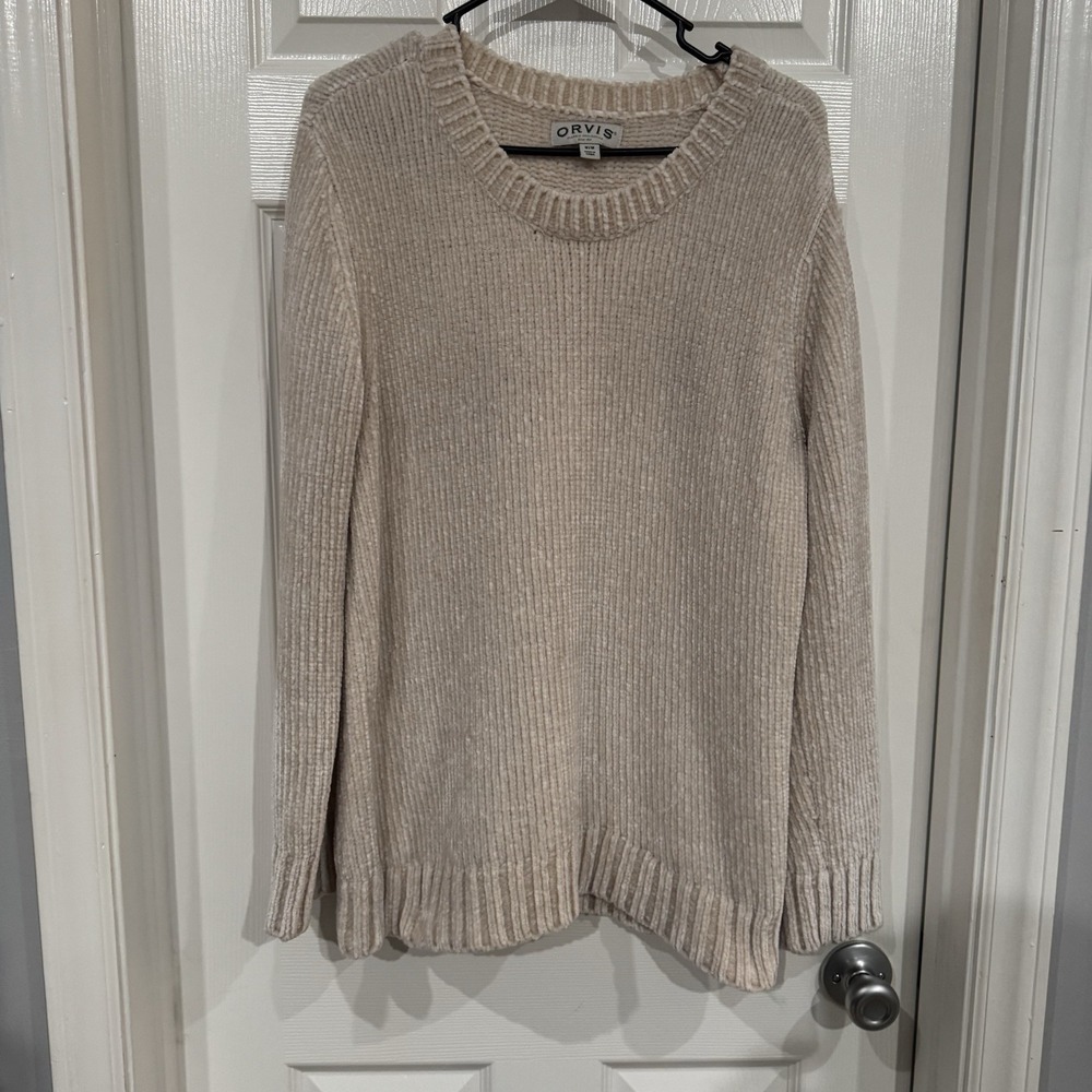 🔥 Orvis • Oatmeal Cable Knit Polyester Sweater‎ • Women's Sz Medium